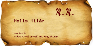 Melis Milán névjegykártya